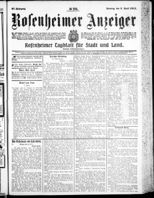 Rosenheimer Anzeiger Sonntag 2. April 1911