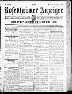 Rosenheimer Anzeiger Donnerstag 6. April 1911