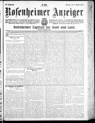 Rosenheimer Anzeiger Freitag 7. April 1911