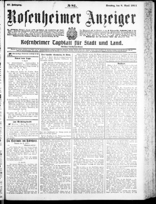 Rosenheimer Anzeiger Samstag 8. April 1911