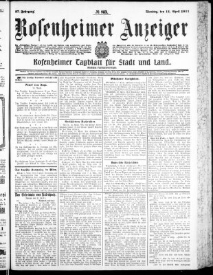 Rosenheimer Anzeiger Dienstag 11. April 1911