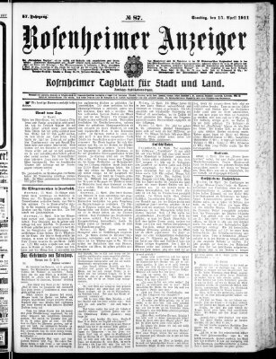 Rosenheimer Anzeiger Samstag 15. April 1911