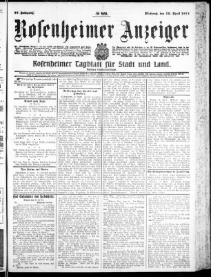 Rosenheimer Anzeiger Mittwoch 19. April 1911