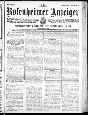 Rosenheimer Anzeiger Samstag 22. April 1911