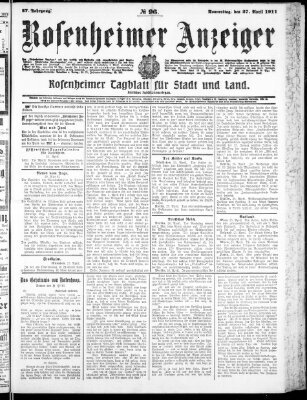 Rosenheimer Anzeiger Donnerstag 27. April 1911