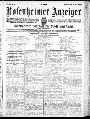 Rosenheimer Anzeiger Dienstag 2. Mai 1911