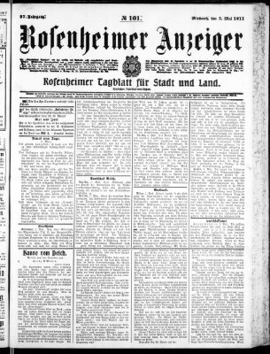 Rosenheimer Anzeiger Mittwoch 3. Mai 1911