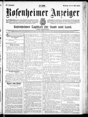 Rosenheimer Anzeiger Dienstag 9. Mai 1911