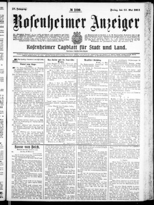 Rosenheimer Anzeiger Freitag 12. Mai 1911