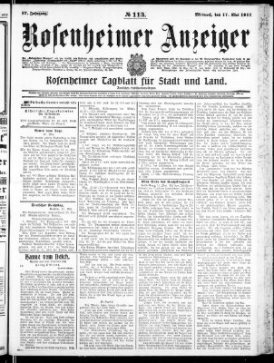 Rosenheimer Anzeiger Mittwoch 17. Mai 1911