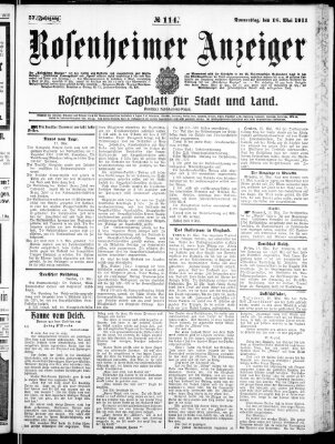 Rosenheimer Anzeiger Donnerstag 18. Mai 1911