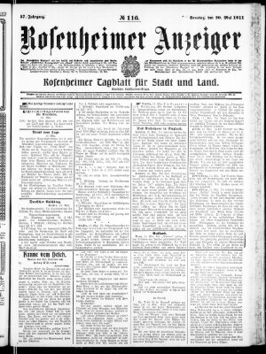 Rosenheimer Anzeiger Samstag 20. Mai 1911