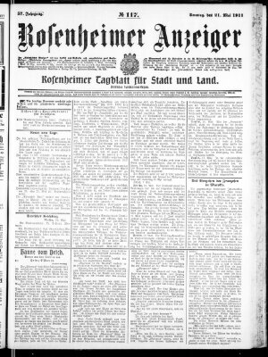 Rosenheimer Anzeiger Sonntag 21. Mai 1911