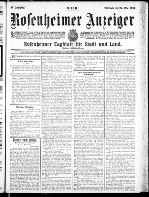 Rosenheimer Anzeiger Mittwoch 24. Mai 1911