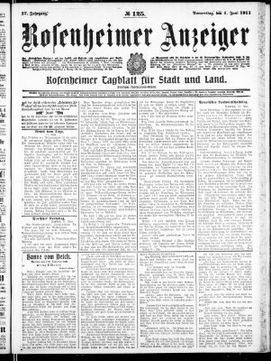 Rosenheimer Anzeiger Donnerstag 1. Juni 1911