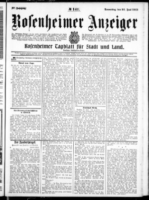 Rosenheimer Anzeiger Donnerstag 22. Juni 1911