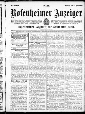 Rosenheimer Anzeiger Dienstag 27. Juni 1911