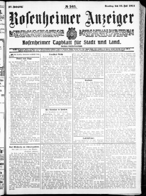 Rosenheimer Anzeiger Samstag 22. Juli 1911