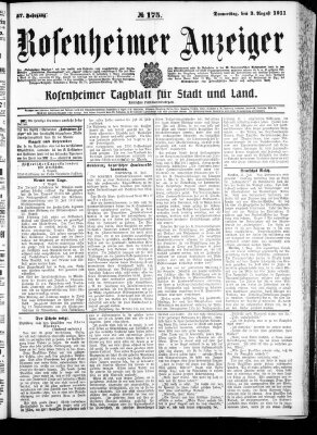 Rosenheimer Anzeiger Donnerstag 3. August 1911