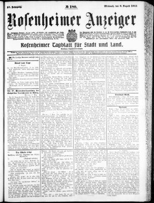 Rosenheimer Anzeiger Mittwoch 9. August 1911