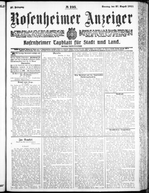 Rosenheimer Anzeiger Sonntag 27. August 1911