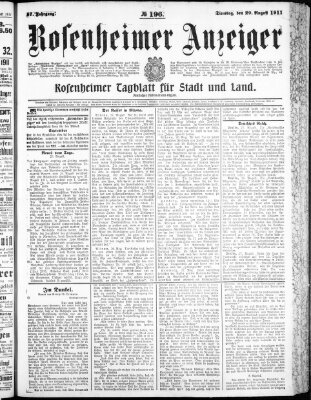 Rosenheimer Anzeiger Dienstag 29. August 1911