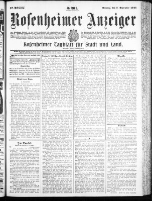 Rosenheimer Anzeiger Sonntag 3. September 1911