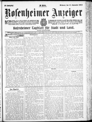 Rosenheimer Anzeiger Mittwoch 13. September 1911