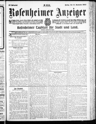 Rosenheimer Anzeiger Freitag 15. September 1911