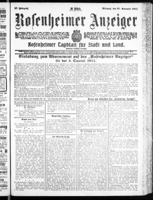 Rosenheimer Anzeiger Mittwoch 27. September 1911