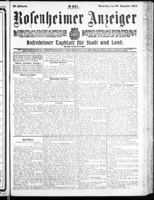 Rosenheimer Anzeiger Donnerstag 28. September 1911