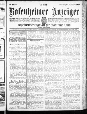 Rosenheimer Anzeiger Donnerstag 12. Oktober 1911