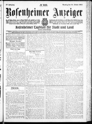 Rosenheimer Anzeiger Dienstag 31. Oktober 1911