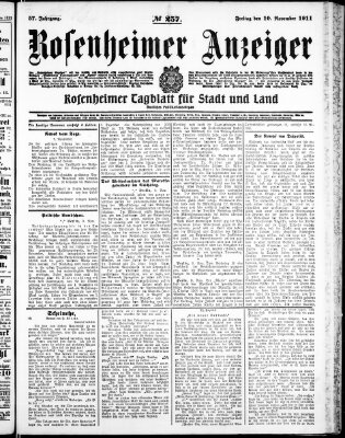 Rosenheimer Anzeiger Freitag 10. November 1911