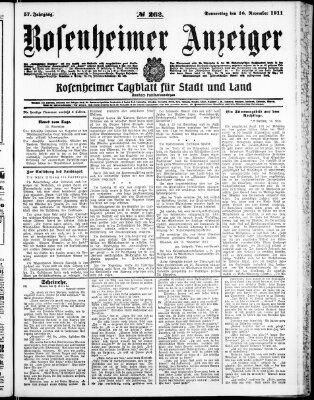 Rosenheimer Anzeiger Donnerstag 16. November 1911