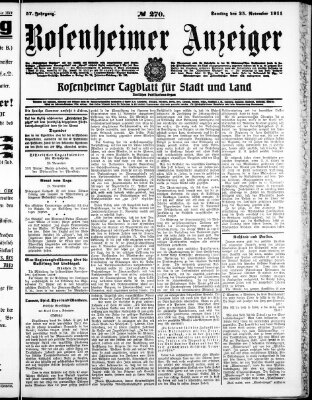 Rosenheimer Anzeiger Samstag 25. November 1911