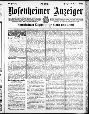 Rosenheimer Anzeiger Freitag 1. Dezember 1911