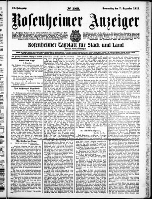 Rosenheimer Anzeiger Donnerstag 7. Dezember 1911