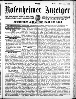 Rosenheimer Anzeiger Dienstag 12. Dezember 1911