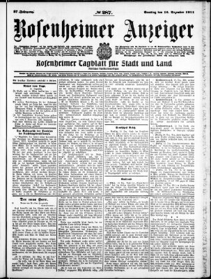 Rosenheimer Anzeiger Samstag 16. Dezember 1911