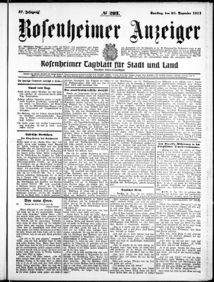 Rosenheimer Anzeiger Samstag 23. Dezember 1911