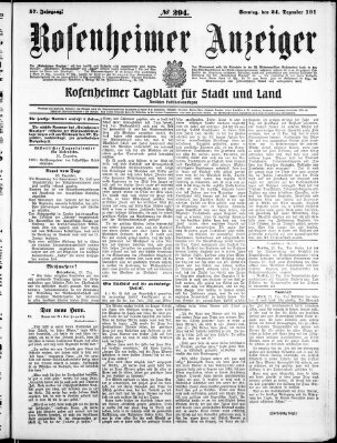 Rosenheimer Anzeiger Sonntag 24. Dezember 1911