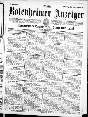 Rosenheimer Anzeiger Donnerstag 28. Dezember 1911