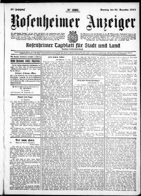 Rosenheimer Anzeiger Sonntag 31. Dezember 1911