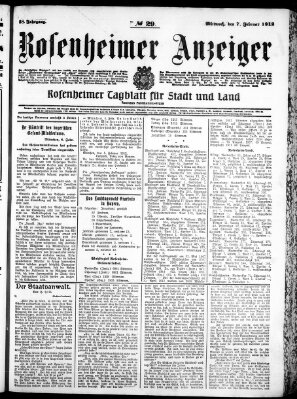 Rosenheimer Anzeiger Mittwoch 7. Februar 1912