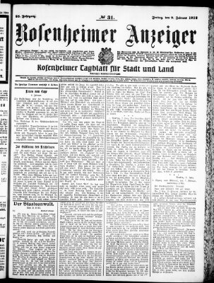 Rosenheimer Anzeiger Freitag 9. Februar 1912