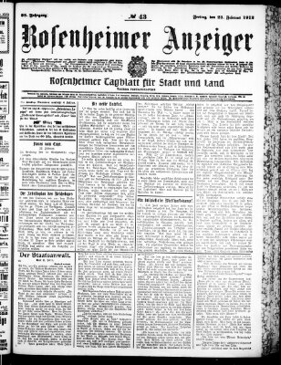 Rosenheimer Anzeiger Freitag 23. Februar 1912