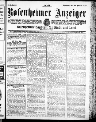 Rosenheimer Anzeiger Donnerstag 29. Februar 1912