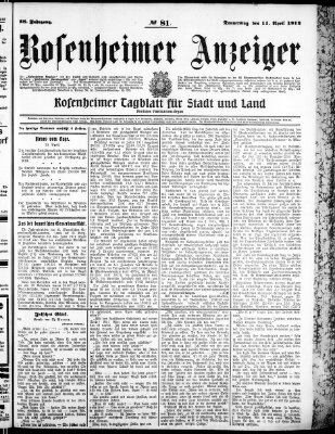 Rosenheimer Anzeiger Donnerstag 11. April 1912