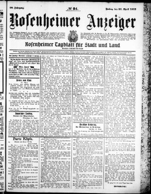 Rosenheimer Anzeiger Freitag 26. April 1912